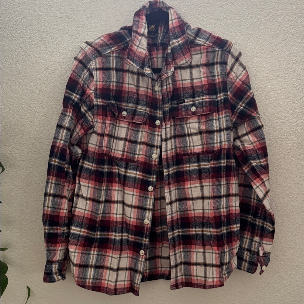 Lee Men’s Plaid Flannel Button Down Shirt Size M
